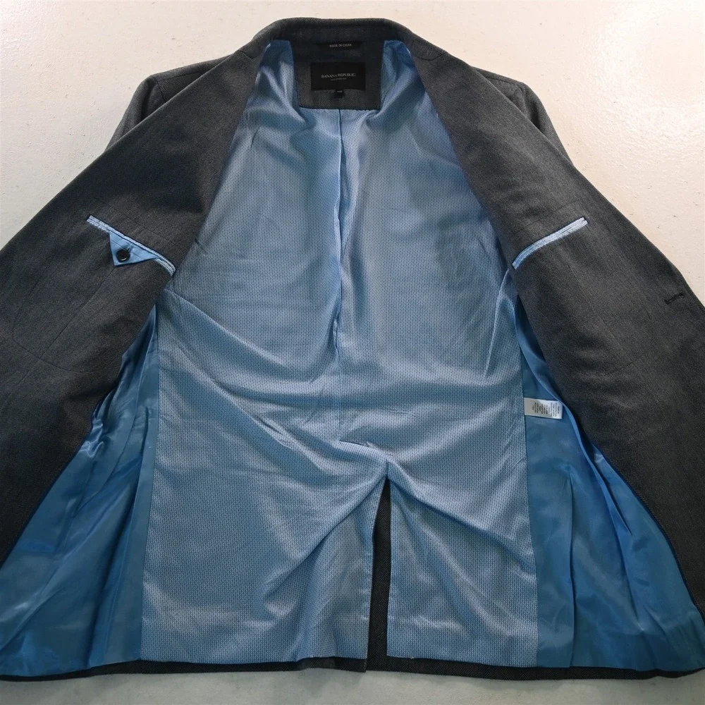 Banana Republic 44R 932401 Blue Herringbone Mens Blazer Suit Jacket Sport Coat‎